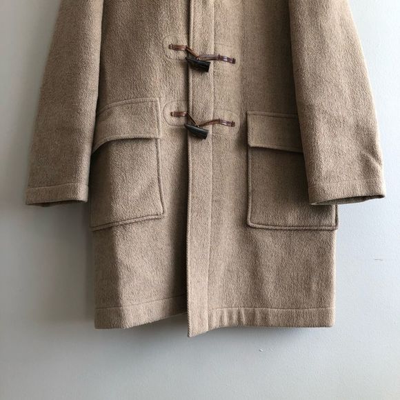 Brooks Brothers Vintage Wool Plaid Interior Long Trench Winter Coat Jacket Tan - Picture 4 of 16